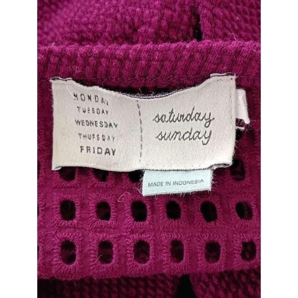Anthropologie Saturday Sunday Magenta 100% Cotton Crochet Tassel Boho Blouse S - Picture 4 of 11